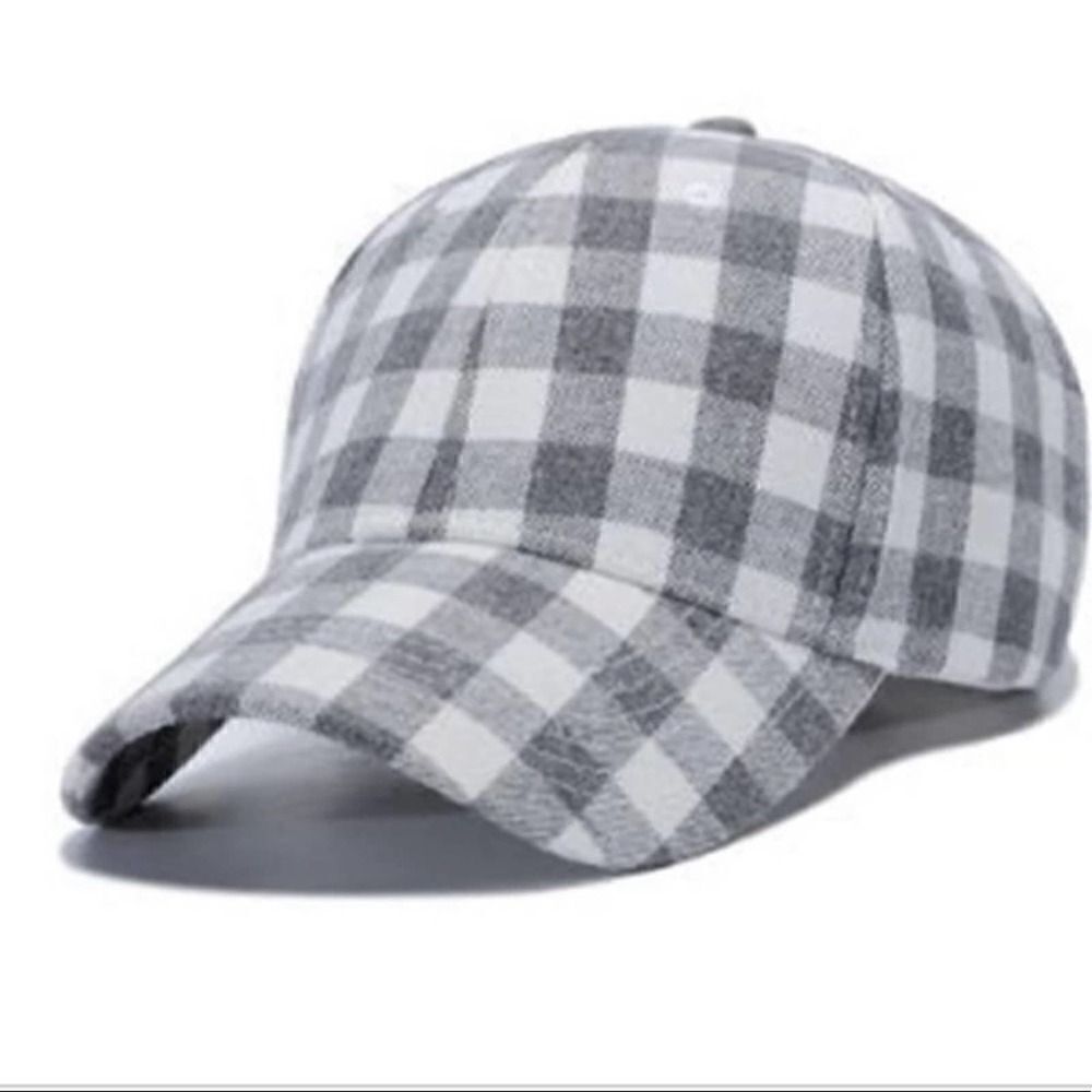 Cocus Pocus Buffalo Check Plaid Hat - Grey/Cream Small Check Baseball Cap NEW